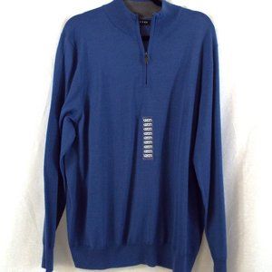 Tagio Merino Wool Blend Long Sleeve Pullover 1/4 Zip Blue Sweater Size XL